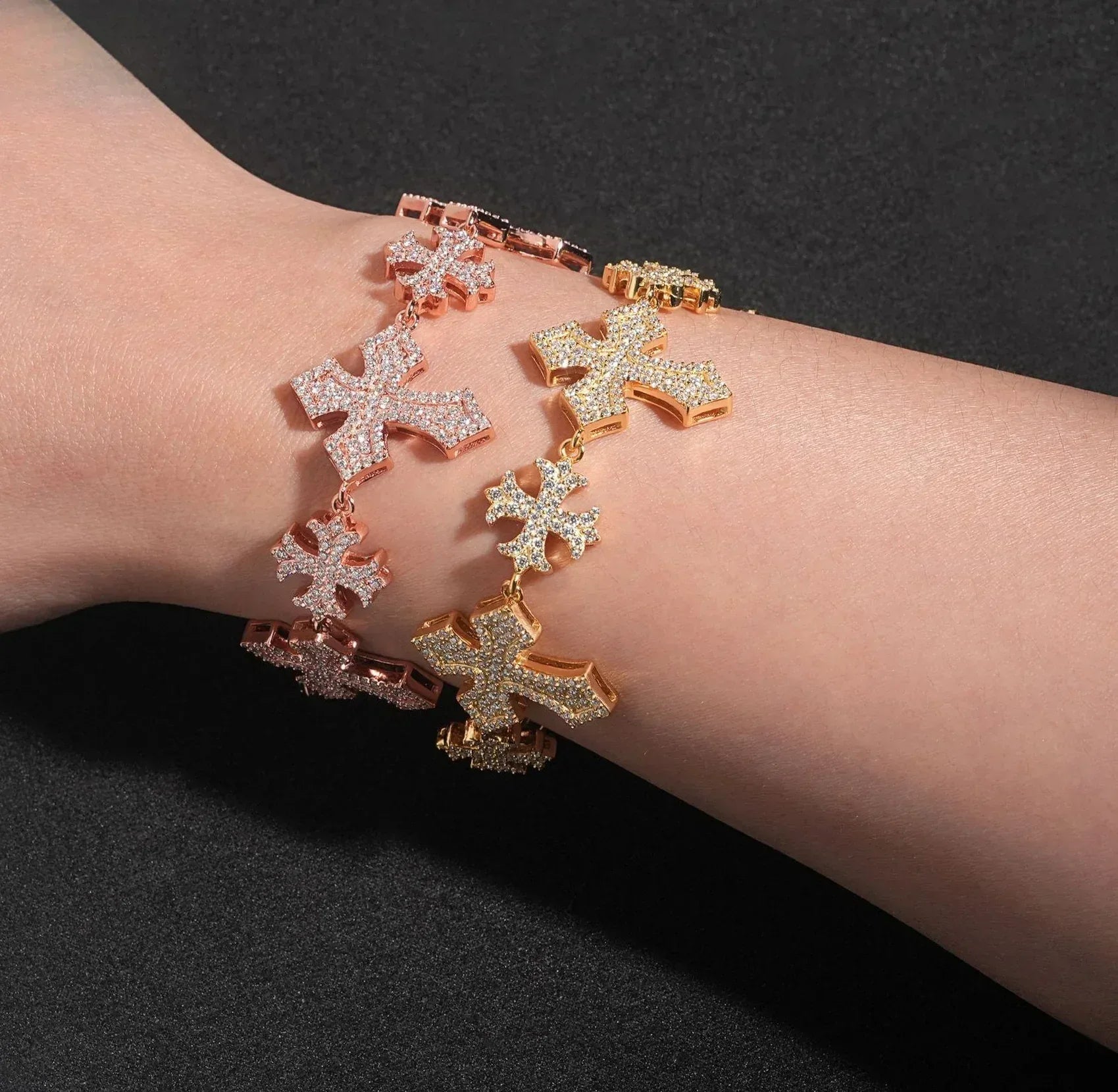 Moissanite Cross Bracelet for Men in S925 Sterling Silver Hip Hop Style - CaratixJewelry